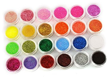 Poudre paillettée XI CHEN® en 24 couleurs de vernis pour décorer les ongles.