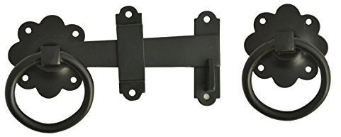 Homezone® 150mm Black 2 Way Gate Latch For Wooden Gates All Fittings Includes Heavy Duty Powder Coated Garden Gate Handles For Wooden Gates Plain Ring Latches For Gates Doors Fences Sheds