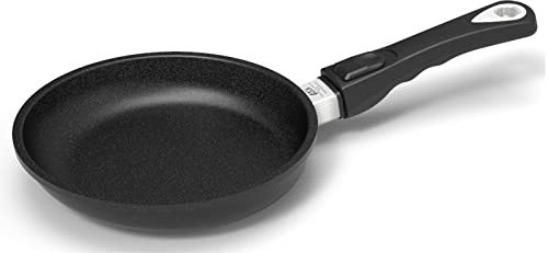 AMT Gastroguss Bratpfanne 20 cm Ø Schwenkpfanne 4 cm hoch, abnehmbarer Stiel, induktionsgeeignet, Lotan® Antihaft-Veredelung, Gusspfanne (Aluguss), AMZN-I-420-Z20B