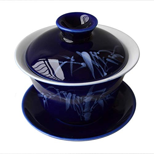Gaiwan Sancai-Teetassen-Set, 150 ml, blau-weiß, Porzellan, mit Deckel (reines Blatt)