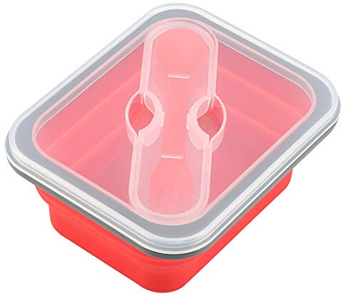 Faltschüssel Camping Salat Schüssel mit Deckel Silikon Lunchbox Faltbare Tragbare Lunchbox Schüssel Frischhaltedose für Camping Wandern Küche Schule im Freien Lunchbox für die Mikrowelle 600ML