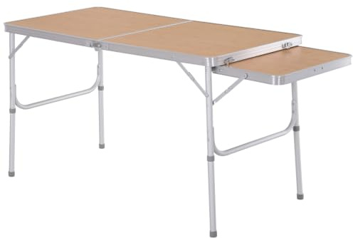 Outsunny Campingtisch Klapptisch Picknicktisch Höhenverstellbar Extra Tischplatte Alu 120 x 60 x 40/70 cm