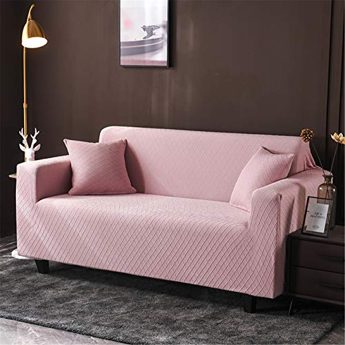 Sticker Superb. Blau Grau Rosa Jacquard Elastischer Sofabezug Sofahusse, Stretch-Stoff Couch-Bezug, Couchbezug Sofa Abdeckung Hussen Sofa Couch Sessel (Rosa,2 Sitzer)