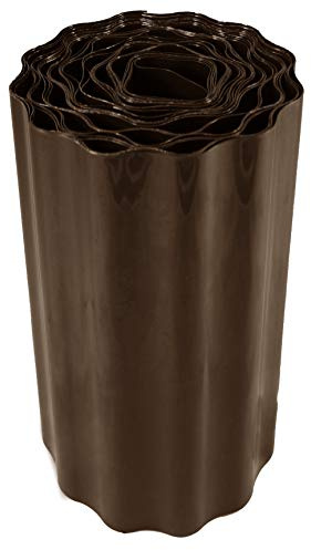 EXCOLO Rasenkante 1 Rolle x 9m, 25cm hoch – Beetbegrenzung, Rasenbegrenzung, Mähkante, Raseneinfassung, Gartenkante, PET-Folie, witterungsbeständig, Dunkelbraun, Made in Germany