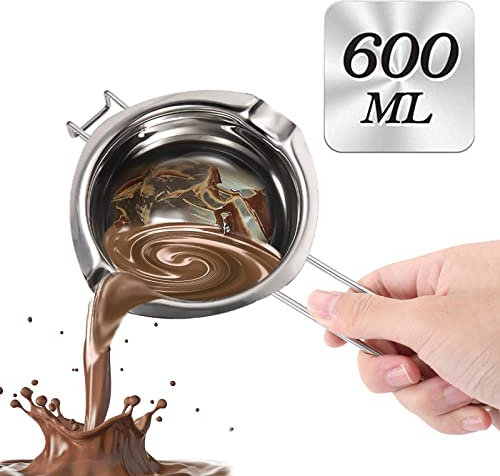 Chocolate Melting Pot - 600ML Double Boiler with Heat Resistant Handle, Stainless Steel Double Boiler Pot Set, Double Boilers for Stove Top can Melt Chocolate, Butter, Candy and Candle