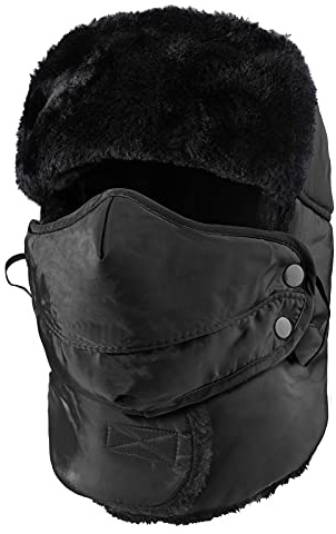 TAGVO Wintermütze mit Ohrenklappen, Fellmütze, Kunstfellmütze, Fliegermütze mit Winddichte Abnehmbarer Gesichtsmaske für Skifahren, Schlittschuhlaufen und andere Outdoor-Aktivitäten