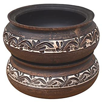 Madacha Lot de 2 plats en terre cuite - Décor engobe - 0,9 litre