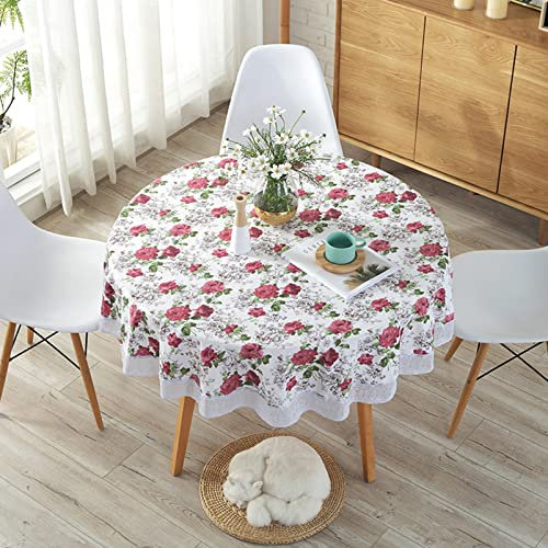 QIAOH Runde Tischdecke Diameter 180cm, Tischdecke PVC Abwaschbar, Abwaschbare Tischdecke Runde Gartentischdecke, Tischwäsche Pflegeleicht Wasserdicht PVC Plastik, Für Weihnachten, Party