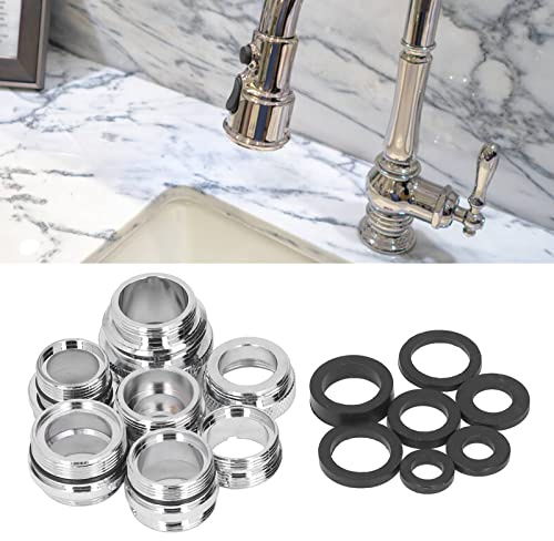 Metal Faucet Adaptor Kitchen 7pieces Faucet Adapter, Tap Aerator Connector with Gaskets Tap Aerator Male, Water Hose Adapter Kitchen Tap Aerator Adapter for Kitchen Sink Water Saving Aerator Appliance