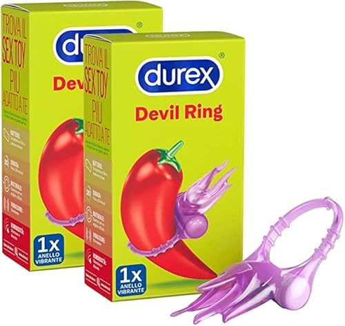 Durex Play Little Devil, Sex Toy di Coppia, Anello Vibrante per Pene e Clitoride in Materiale Elastico, Piccolo e Discreto con Batterie Incluse, 2 Confezioni
