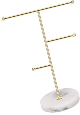 ULTECHNOVO Schmuckständer Aus Goldenem Eisen Marmor Schmuckhalter Mit Uhrenaufbewahrung Schmuck Organizer Für Ohrstecker Und Armbänder Schmuckdisplay Für Zuhause Und Einzelhandel