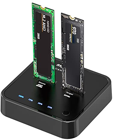 ISHEEP 2 Bay M.2 NVMe Clone Docking Station. Tool-Free Type-C USB 3.2 Gen2x2 20Gbps. Support Offline Clone and System Disk Copy for B&M NVMe/MacBook AHCI Key SSDs. K3016P2