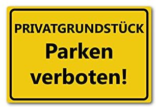 UvV Hinweisschild Privatgrundstück Parken verboten - reflektierendes Schild - gelb RA1 - ALU DIBOND - Premium Qualität aus Delbrück (30 x 20 cm)