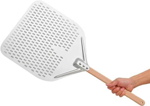Megashopitalia Pizzaschaufel aus eloxiertem Aluminium mit Holzgriff, 30 + 40 cm, zerlegbar für Süßbrot