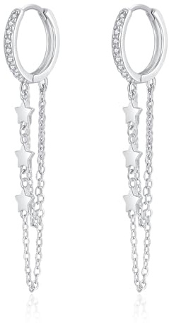 Hasnsofie Silber 925 Creolen Ohrringe, Damen 925 Silber Creolen Hängend