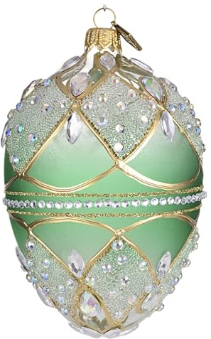 Handgeblasenes großes Osterei-Ornament aus Glas im Fabergé-Stil