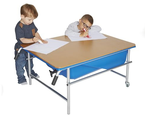TP Oasis Wood Cover. Work Desk For Creative Play, Keeps Sand Clean And Cat Free. Square Sand And Water Tray Cover - Pool Garden Sand Box, Backyard Sand Play - Age 2 Years+
