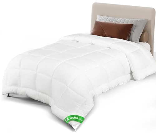 vounot® Couette Légère 200GSM 135x200 cm Couette Tempérée en Microfibre Couverture Douce avec Rembourrage Moelleux Couette Respirante Certifiée Oeko-Tex Blanc