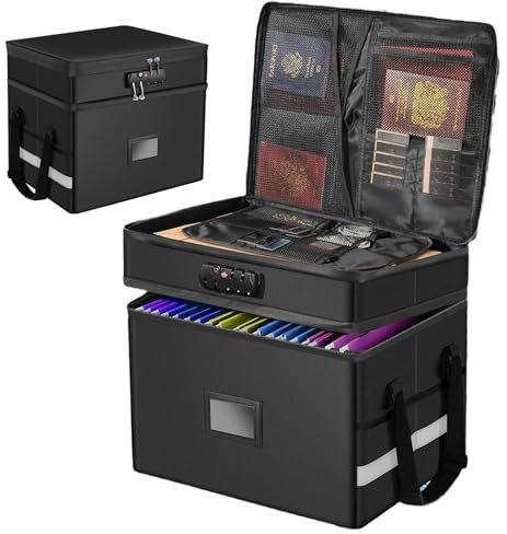Pasdrucn 5200℉ Feuerfeste Dokumentenbox, 32.5x39x30.5cm Feuerfeste Dokumententasche Mit Zahlenschloss, Wasserdicht Dokumentenbox, Feuerfeste Geldkassette, Feuerfeste Box, Aktenkoffer (A)