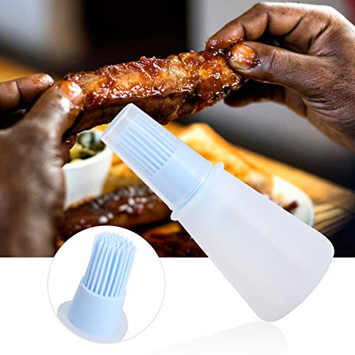 Ölflasche aus Lebensmittelechtem Silikon mit Deckel – Hochtemperaturbeständiger Backpinsel – Ideal Zum Grillen und Backen – 2er-Set (BLUE)