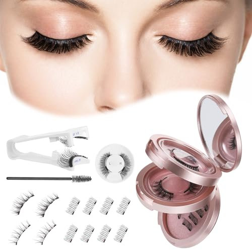 Huiguli 5 Paare Magnetische Wimpern, Natürlich MagneWimpern mit Applikator und Veranstalter, Kein Kleber Nötig, Wiederverwendbares Wimpern Magnetisch für Dating Party Make-up Anfänger