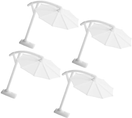 TOYANDONA 4pcs Miniature Patio Sunshade Umbrella Dollhouse Furniture Realistic Outdoor Parasol Model Miniature Beach Umbrella Compact Size White Plastic Detailed Design