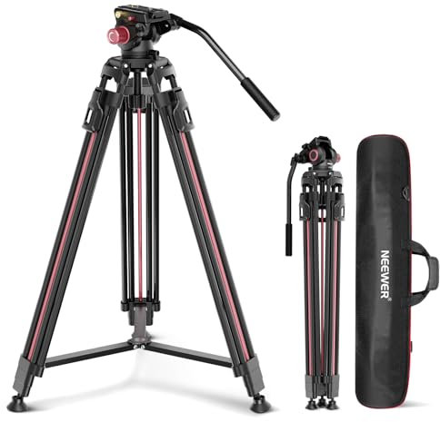 NEEWER 79/2m Video Camera Tripod with Fluid Head, One Step Quick Release Aluminum Heavy Duty Tripod Stand with QR Plate Compatible with Canon Nikon Sony DSLR Camera Camcorder, Max Load 17.6lb, LL38