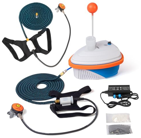 HQLYZJDV Tauchsystem für 2 Taucher, Akku-betriebenes Wiederaufladbares Hookah Tauchsystem ohne Flasche, 18 m Schlauch mit Atemregler, 7-10 Stunden Laufzeit, Tauchventilator für Sporttauchen