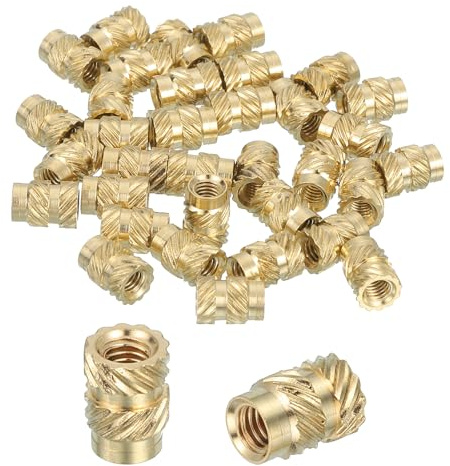 sourcing map Lot de 66 inserts filetés M3 en laiton pour impression 3D et matériau plastique, écrous moletés femelles pour ordinateurs portables, produits électroniques, M3 x 5 x 7 mm