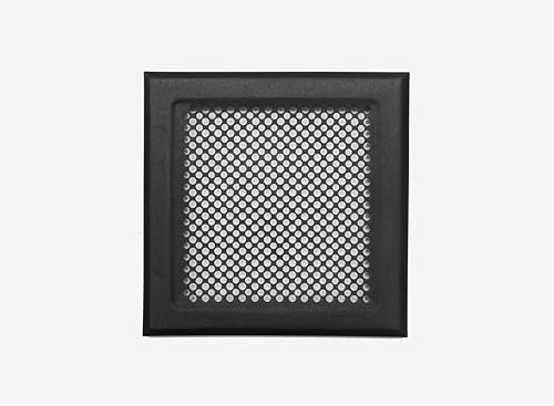 DEMLOU Rejilla de Ventilación Metálica Perforada Negra 18 x 18 cm RAL 9005 – Acero Galvanizado, Difusor de Calor para Chimeneas y Convección.