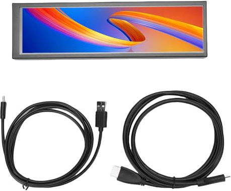 Pantalla de Monitor de Temperatura de PC de 8.8 Pulgadas 1920x480 Resolución 178 Grado Vista Ancha Temas Dinámicos Cáscaras de Aleación de Aluminio para el (Versión capacitiva de pantalla táctil)