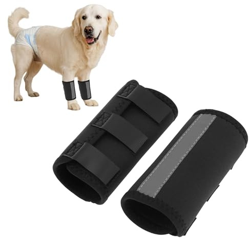 CAPASTEC 1 Par De Fundas Protectoras para Articulaciones De Patas Delanteras De Perro con Banda Reflectante Soporte para Rodillas De Perro Negro Mediano 6.7inx4.5in