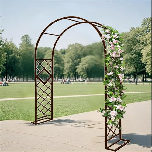 Arco de jardín extra ancho, acero reforzado, enrejado para plantas trepadoras de hiedra, rosas, telón de fondo de boda