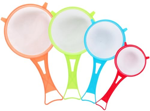 4PCS Fine Mesh Plastic Sieve, Handheld Small Sieve for Vegetables Flour, Smooth Surface Hygienic Easy to Clean