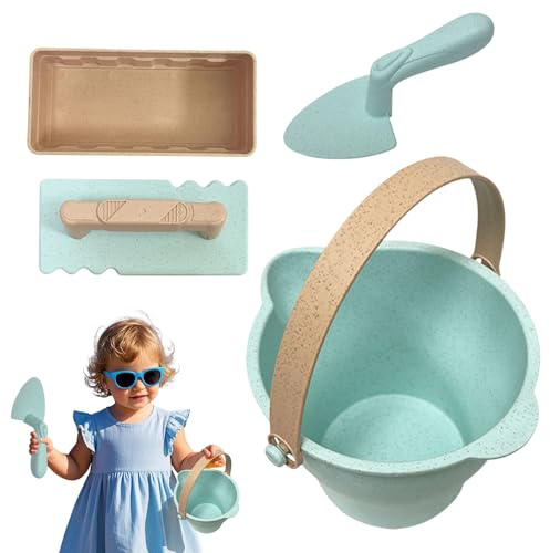Travel Beach Toys, Buckets Sand Toy, Outdoor Ready Travel Friendly Easy Use Multi Tools Portable Set Smooth Edges Easy Carry, Shovels Molds Sandbox Tool Kit with Mesh Bag for Outdoor