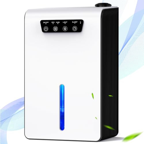 Deshumidificador y humidificador 2 en 1 con tanque de agua de 3.5 litros, cobertura de 5-25㎡, sistema de filtración, tacto LED, luces de atmósfera, deshumidificador de aire para el hogar