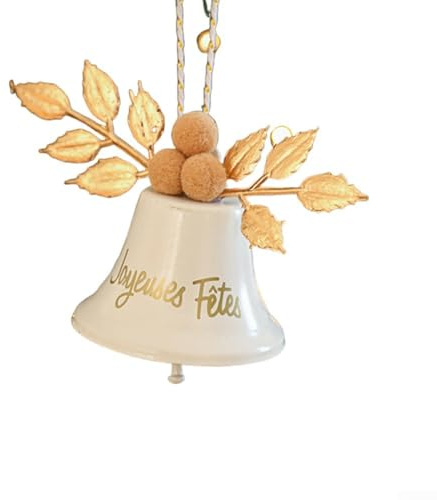 CYRENT 4 weiße Weihnachtsglocken, Metallglocken, perfekt für Weihnachtsbaumschmuck (weiße Glocke)