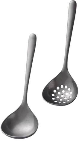 DECOMELODY Louche à Soupe En Acier Inoxydable 304 Épais Et Écumoire Fendue Long Manche, Ensemble De Cuillères Cuisine Élégantes Pour Potée, Usage Lave-vaisselle Et Service à Table
