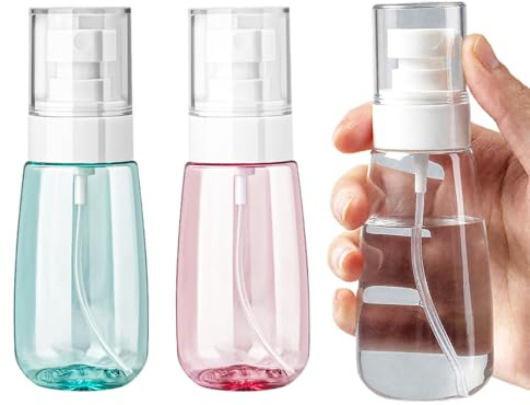 JUNIPLTER 3 Pack Mini Spray Bottles 2oz / 60ml, Fine Mist Water Spray Bottle Leak Proof, Refillable Travel Bottles for Toner, Cosmetics & Hair Care