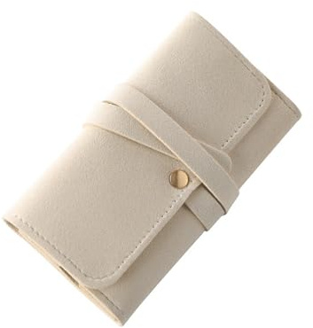 Dasbsug Rollo organizador de joyas de cuero para aretes, collares, anillos, almacenamiento de viaje con múltiples compartimentos, bolsas de exhibición, almacenamiento de joyas, bolsa de viaje