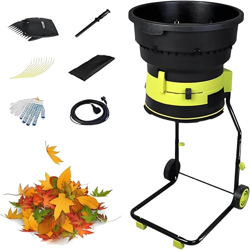 Electric Leaf Shredder, Cordless Garden Chipper, Bladeless Design, 17:1 Reduction Ratio, Portable for Yard Waste