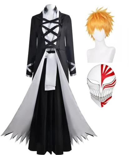 Zhongkaihua Anime Kurosaki Ichigo Cosplay Kostüm Kimono Outfits Schwarze Uniform Halloween Comic-Con Dress Up Full Sets