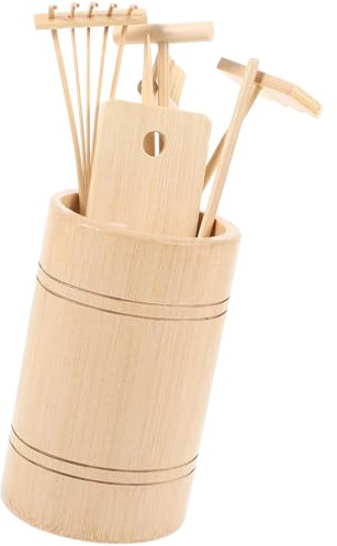 TOYANDONA Ensemble de 7 Mini Râteaux de Table en Bambou Naturel, Outils de Jardin Zen pour Bac à Sable, Décoration de Jardin Miniature, Accessoires Créatifs pour Contemplation et Loisirs