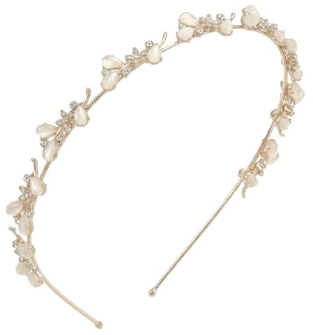 Goldene Hochzeit Haarreif für Bräute, Blumen Strass Braut Haarschmuck, Funkelndes Haar-Accessoires für Brautjungfern und Frauen (Stil 2)