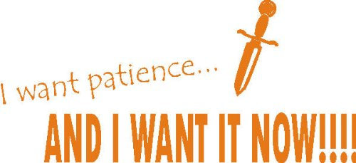 PEMA 'pared adhesivo/ - Vinilos F510 Citas y Refranes I Want Patience and I Want it now, vinilo, naranja, 40x18 cm