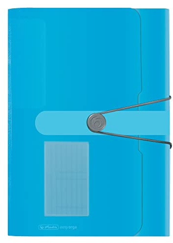 Herlitz 11277944 fackmapp, polypropylenfolie, med 12 stretchiga fack, genomskinlig blå