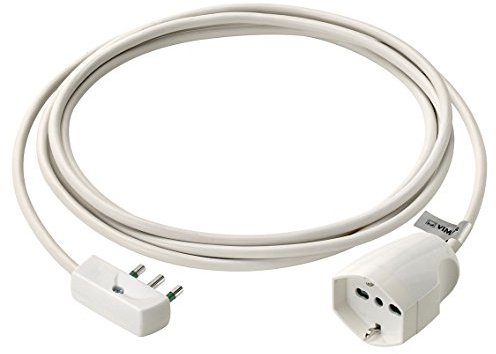 Vimar 0P32381.B Cavo prolunga lineare 3 metri, 3G1, spina piatta salvaspazio 2P+T 16 A 250 V Spa17, Bianco, 3m