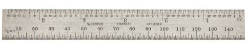 Starrett B150–36 Kombinationswinkel Klinge mit Zoll und Millimeter Graduierung, Sets schräg und Winkelmesser, 19 mm Breite, 2 mm Stärke, 150 mm Größe
