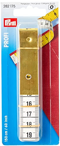 Prym 282175 Maßband Profi mit Metallplatte 150 cm 60 inch, Poly-Fiber-Gewebe, gelb, weiß