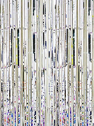 Oblique Unique® Lametta Vorhang 92x245 cm (Silber)